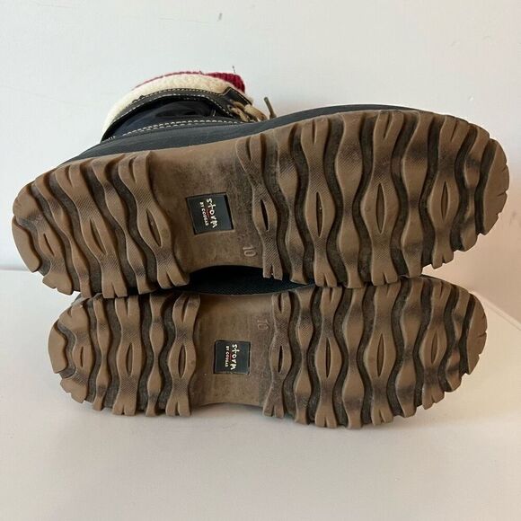 Storm by Cougar Creek Boots Womens Size 10 Black Red Faux Fur Winter Warm Lace U - Picture 7 of 7